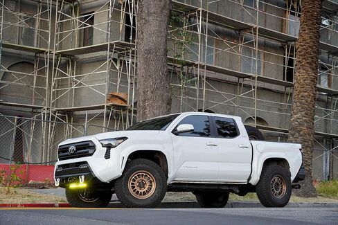DV8 Centric Front Bumper for 2024 Toyota Tacoma | One 20-Inch Single Row Light Bar & Two 3-Inch Pod Light Mounts | Integrated Standard Winch & D-Ring Mounts | Micro-Texture Black Powder Coat Finish in Saudi Arabia