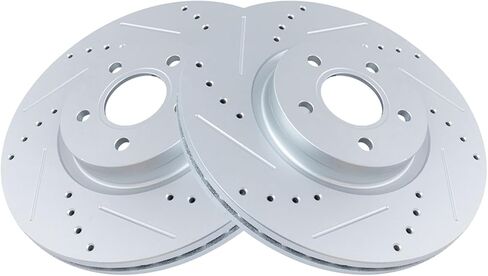 Front Brake Rotors Set Premium G-Coated 2 Piece Slotted X Drilled Compatible with 13-19 Ford Escape 13-16 Focus 14-17 Transit Connect 18-19 Lincoln MKC 06-13 Volvo C70 04-11 S40 04 V40 05-11 V50 in Saudi Arabia