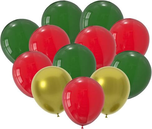 100 قطعة من بالونات عيد الميلاد - 12 بوصة مزيج بالونات لاتكس باللون الأحمر والأخضر والذهبي لعيد الميلاد والعطلات وديكورات حفلات رأس السنة (أحمر وأخضر داكن وذهبي) in Kuwait
