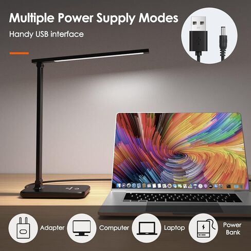 LED Desk Lamp, Eye-Caring Table Lamp with 3 Brightness Levels, Touch Control and Memory Function, Foldable Reading Lamp for Home Office Bedroom Study, 8W, 4000K, Black in Saudi Arabia