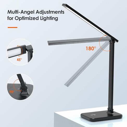LED Desk Lamp, Eye-Caring Table Lamp with 3 Brightness Levels, Touch Control and Memory Function, Foldable Reading Lamp for Home Office Bedroom Study, 8W, 4000K, Black in Saudi Arabia