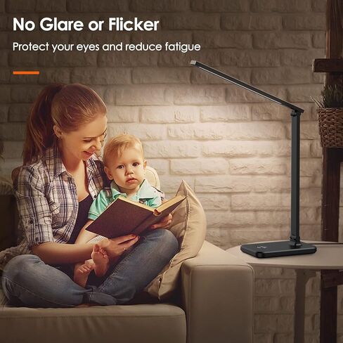 LED Desk Lamp, Eye-Caring Table Lamp with 3 Brightness Levels, Touch Control and Memory Function, Foldable Reading Lamp for Home Office Bedroom Study, 8W, 4000K, Black in Saudi Arabia