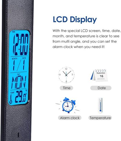مصباح مكتب LED متعدد الوظائف مع شاحن لاسلكي، منفذ شحن USB، ساعة، حامل هاتف، مصابيح مكتب للمكتب المنزلي، مصباح قراءة للعناية بالعين، مصباح دراسة للأولاد والبنات والمراهقين، أسود in Kuwait