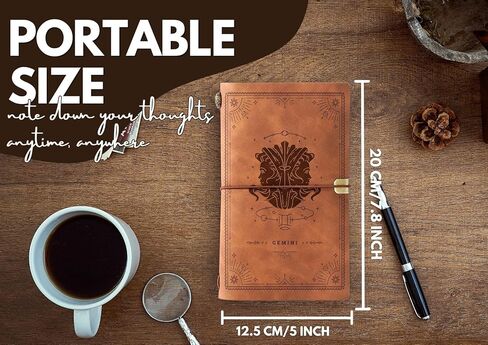 InnoBeta Gemini Gifts, Journal Notebook with Pen, Refillable Sketchbook, Travel Diary, Lined Planner, 7x5 Inches, Brown in Saudi Arabia