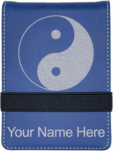 LaserGram Mini Padfolio with Notepad and Pen, Yin Yang, Personalized Engraving Included (Black with Gold) in Saudi Arabia