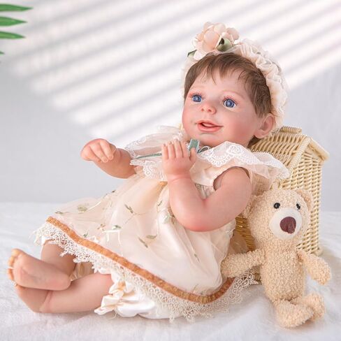 Realistic Reborn Baby Dolls-20Inch Cute Smiling Reborn Baby Doll (Vinyl) with Accessories for Age 3+ Years Old Gift and Collectible in Saudi Arabia