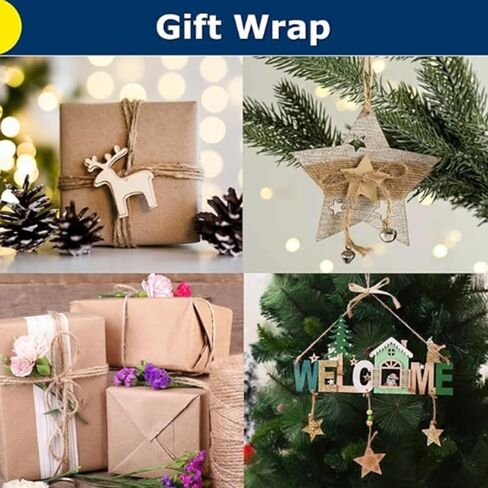 656 Feet Natural Jute Twine String, Versatile Bulk Hemp Jute Rope Cord for DIY Crafts, Gardening, Gift Wrapping, Arts & Crafts, Wedding Decor, Packing Material Burlap Ribbon, Christmas Magic in Saudi Arabia