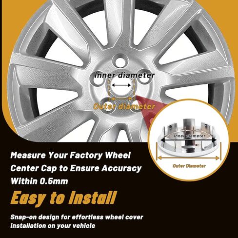 4Pcs 2.6in / 66mm Car Wheel Center Caps for 2016-2017 Jetta 2016-2017 Passat 2016-2017 Tiguan​ 3B7601171 3BD601171 Chrome Outer 2.6 in, Inner 2.38 in Snap-On Hub Caps in Saudi Arabia
