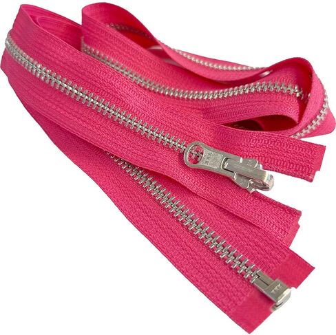#5 Aluminum Metal YKK Medium Weight Inside/Outside Reversible Slide Jacket Zipper Separating Color Lipstick Pink #516W Choose Your Length (1 Zipper) (Lipstick Pink #516W, 15" Inches) in Saudi Arabia