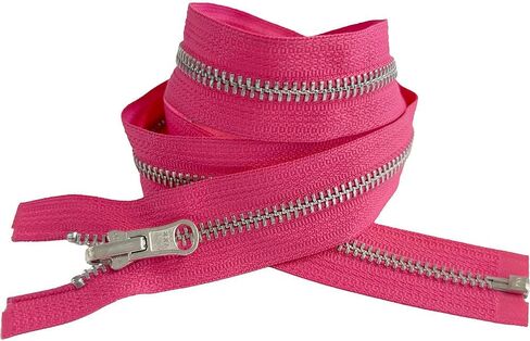 #5 Aluminum Metal YKK Medium Weight Inside/Outside Reversible Slide Jacket Zipper Separating Color Lipstick Pink #516W Choose Your Length (1 Zipper) (Lipstick Pink #516W, 15" Inches) in Saudi Arabia