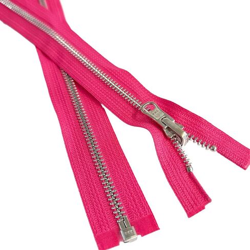 #5 Aluminum Metal YKK Medium Weight Inside/Outside Reversible Slide Jacket Zipper Separating Color Lipstick Pink #516W Choose Your Length (1 Zipper) (Lipstick Pink #516W, 15" Inches) in Saudi Arabia