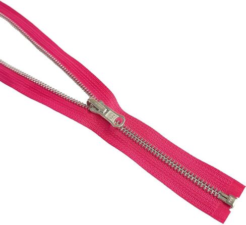 #5 Aluminum Metal YKK Medium Weight Inside/Outside Reversible Slide Jacket Zipper Separating Color Lipstick Pink #516W Choose Your Length (1 Zipper) (Lipstick Pink #516W, 15" Inches) in Saudi Arabia