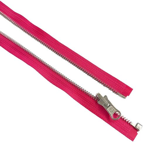 #5 Aluminum Metal YKK Medium Weight Inside/Outside Reversible Slide Jacket Zipper Separating Color Lipstick Pink #516W Choose Your Length (1 Zipper) (Lipstick Pink #516W, 15" Inches) in Saudi Arabia