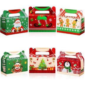 Faccito 18 Pcs 3D Christmas Cardboard Treat House Boxes Ugly Sweater Xmas Party Favor Gift for Presents Candy Goodie Cookie Gable Paper Boxes with Handles for Holiday (Ugly Sweater) in Kuwait