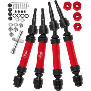 RC #45 Steel Front Rear Driveshaft/Drive Shaft Upgrades Part for 1/10 Slash,Rustler,Stampede,Jat0 4WD 4X4 VXL,F0rd F15O Rapt0r R 4WD,CVD Axles with Hex(#9051#9052) Red in Saudi Arabia