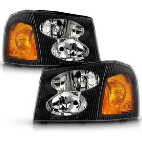 ACANII - For 2002-2009 GMC Envoy 02-06 XL 04-05 XUV Black Housing Headlights Headlamps Replacement Driver & Passenger in Kuwait