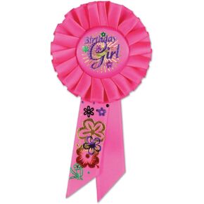Beistle Pack of 6 Pink Birthday Girl Party Celebration Rosette Ribbons 6.5" in Saudi Arabia