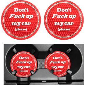 4 PCS Bling Car Cup Coasters, 2.75" Anti-Slip Embedded Drink Mat Auto Cup Holder Inserts, Crystal Rhinestone Coaster Sparkling Water Bottle Holder Pads for Most Vehicles (Black) in Saudi Arabia