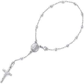 سوار من The World Jewelry Center 14 قيراط ذهبي ثلاثي الألوان 3 مم على شكل قمر مسبحة/روزاريو - 7.25 بوصة in Kuwait