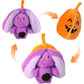 Reversible Pumpkin Bunny Plush Pillow, 2-in-1 Transforming Plush Toy with Zipper, Soft and Cute Rabbit Plush Toy Gift, Christmas Birthday Gift Decorations for Boys Girls Kids in Saudi Arabia
