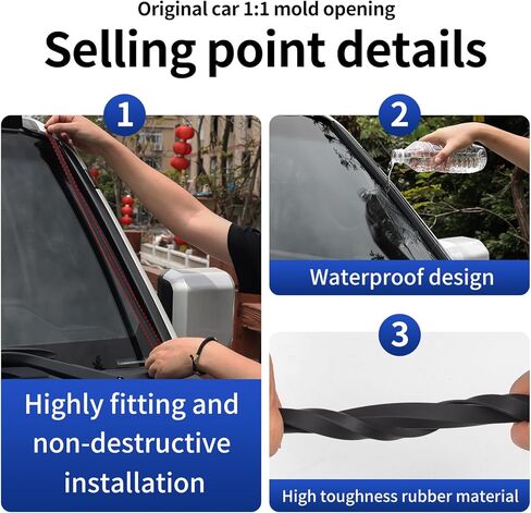Waterproof Windproof Window Sealing Accessories Suitable for 2024 2025 Toyota Land Cruiser 250 1958 Prado LC250 Front Windshield Silicone Strip Upgrade Modification 2025 Land Cruiser Accessories in Kuwait