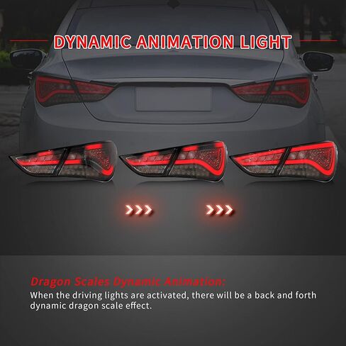 VLAND LED Smoked Taillights Compatible for Hyundai Sonata 6th Gen Sedan 2011 2012 2013 2014, W/Dynamic Running, Sequential Turn Singal lamp, Brake light, Reverse Lights Comprehensive Function, SET in Saudi Arabia