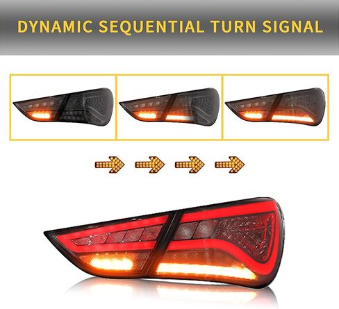 VLAND LED Smoked Taillights Compatible for Hyundai Sonata 6th Gen Sedan 2011 2012 2013 2014, W/Dynamic Running, Sequential Turn Singal lamp, Brake light, Reverse Lights Comprehensive Function, SET in Saudi Arabia