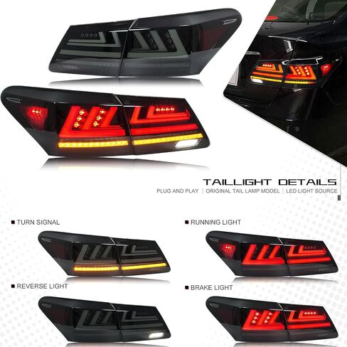 مصابيح خلفية LED لتجميل الوجه من Inginuity time لسيارة Lexus ES350 ES330 2006-2012 مصابيح خلفية سوداء مجموعة استبدال مجموعة إشارة متتابعة للرسوم المتحركة in Kuwait