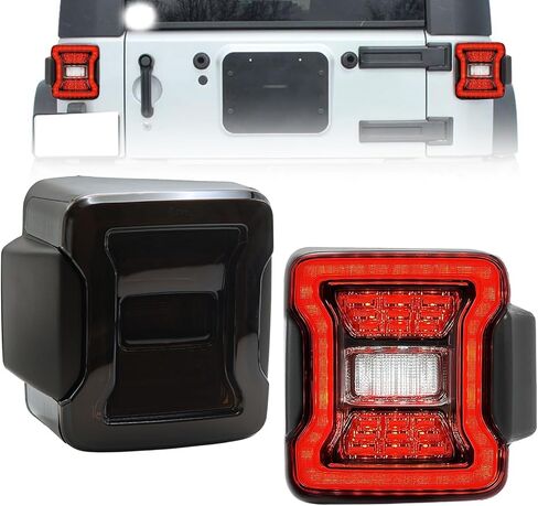 مصابيح خلفية LED تناسب 2007-2018 Wrangler JK JKU، تصميم على شكل نفق، تشغيل، فرامل، إشارة الانعطاف، عدسات مدخنة للضوء العكسي in Kuwait