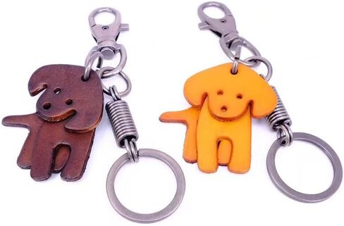 Leather Craft Dog Keychain Animal Cute Key Chain Funny Active Puppy Keyring Charm Pendant for Women and Men, Small in Kuwait