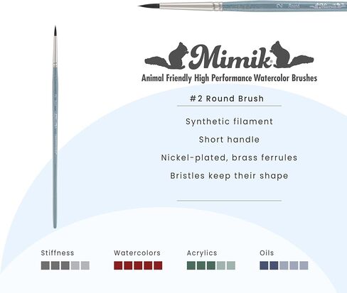 Creative Mark Mimik Professional Watercolor Brushes - Round # 8 - Synthetic Squirrel Hair - Natural Bristle Artist Brushes for Watercolors, Gouache & Acrylics in Saudi Arabia