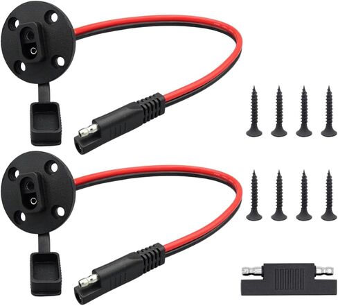 SAE Power Socket Sidewall Port Connector, Weatherproof 2 Pin SAE Quick Connect Solar Panel Flush Mount Connector SAE Adapter Plug Cable Weatherproof, 12AWG SAE Extension Cable 1 Feet in Saudi Arabia