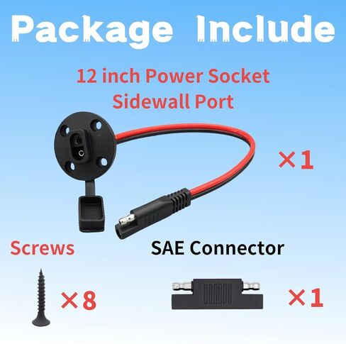 SAE Power Socket Sidewall Port Connector, Weatherproof 2 Pin SAE Quick Connect Solar Panel Flush Mount Connector SAE Adapter Plug Cable Weatherproof, 12AWG SAE Extension Cable 1 Feet in Saudi Arabia