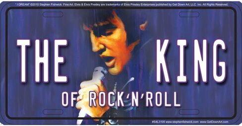 Signs 4 Fun Parody License Plate - Elvis The King - 12" x 6" Decorative License Plate Wall Decor - Decoration Plate Man Cave + Garage - Made in The USA in Saudi Arabia