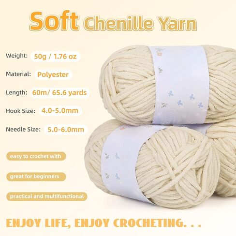 Aeelike Blanket Crochet Kit for Beginners, Easy Crochet Blanket Kit with Soft Chenille Yarns Detailed Instruction Crocheting Accessories Complete Beginners Crocheting Kits, Khaki in Saudi Arabia
