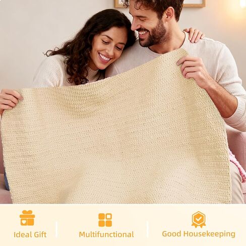 Aeelike Blanket Crochet Kit for Beginners, Easy Crochet Blanket Kit with Soft Chenille Yarns Detailed Instruction Crocheting Accessories Complete Beginners Crocheting Kits, Khaki in Saudi Arabia