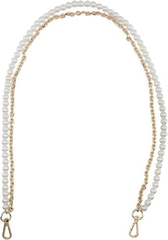 1 Pcs Purse Chain Strap Imitation Pearl 31.5inch Flat Chains Straps Fits for Women Crossbody Bag Replacement Strap with Metal Buckles Gold in Saudi Arabia
