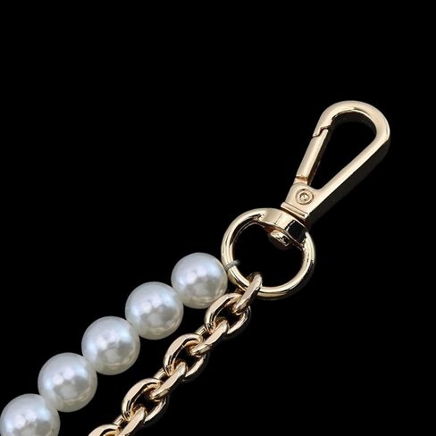 1 Pcs Purse Chain Strap Imitation Pearl 31.5inch Flat Chains Straps Fits for Women Crossbody Bag Replacement Strap with Metal Buckles Gold in Saudi Arabia