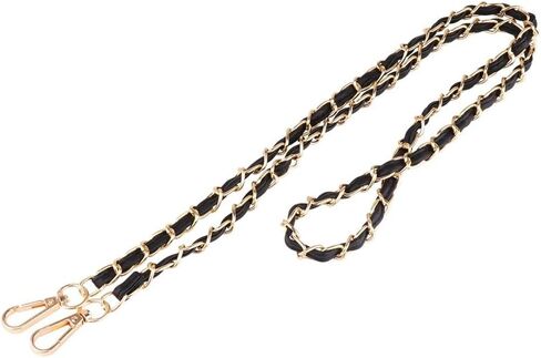 Shoulder Bag Strap Bag Accessories Alloy Purse Straps Replacement Detachable Women PU Leather Bag Hnadle(Golden&Black) in Saudi Arabia