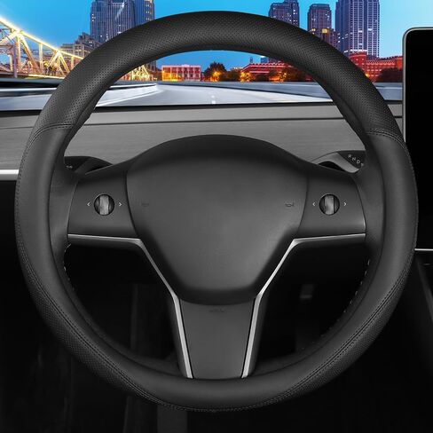 Leather Steering Wheel Cover Custom-Fit for Toyota, Comfort Grip Design Breathable and Non-Slip, Toyota Car Steering Wheel Protector for Women Men, Toyota Accessories,Black (A-Style, for Toyota) in Saudi Arabia