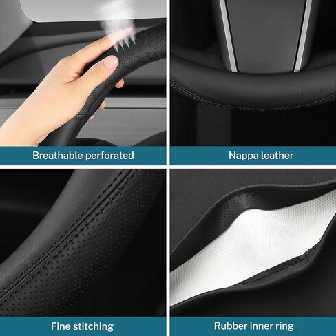 Leather Steering Wheel Cover Custom-Fit for Toyota, Comfort Grip Design Breathable and Non-Slip, Toyota Car Steering Wheel Protector for Women Men, Toyota Accessories,Black (A-Style, for Toyota) in Saudi Arabia