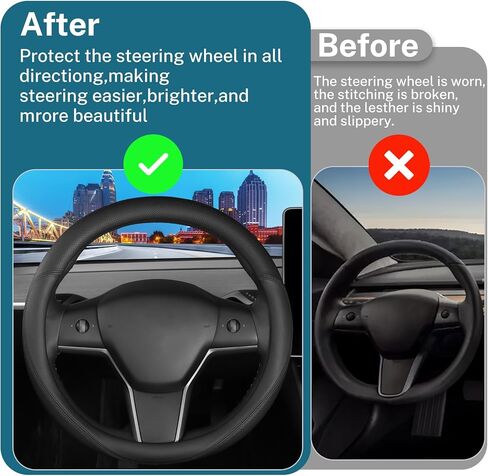 Leather Steering Wheel Cover Custom-Fit for Toyota, Comfort Grip Design Breathable and Non-Slip, Toyota Car Steering Wheel Protector for Women Men, Toyota Accessories,Black (A-Style, for Toyota) in Saudi Arabia