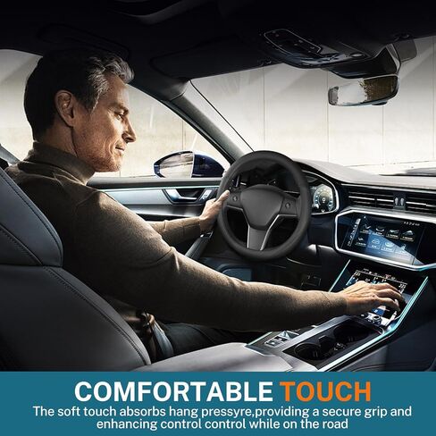 Leather Steering Wheel Cover Custom-Fit for Toyota, Comfort Grip Design Breathable and Non-Slip, Toyota Car Steering Wheel Protector for Women Men, Toyota Accessories,Black (A-Style, for Toyota) in Saudi Arabia