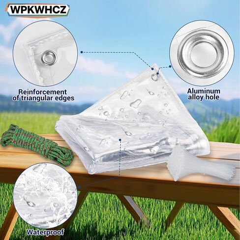 Clear Tarps Heavy Duty Waterproof 5x7 FT, 14Mil Thickened Vinyl Heavy Duty Tarp with Grommets, Reinforced Edges Tear Resistant Waterproof Tarp for Outdoors Porch Chicken Coop Greenhouse Cover in Saudi Arabia