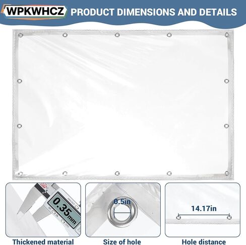 Clear Tarps Heavy Duty Waterproof 5x7 FT, 14Mil Thickened Vinyl Heavy Duty Tarp with Grommets, Reinforced Edges Tear Resistant Waterproof Tarp for Outdoors Porch Chicken Coop Greenhouse Cover in Saudi Arabia