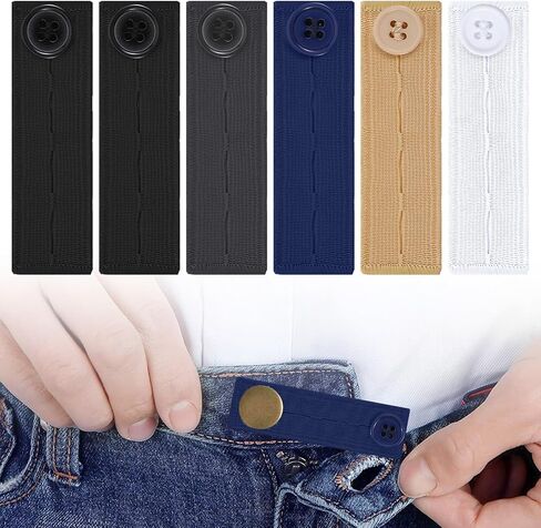 6 Pcs Adjustable Button Extenders for Jeans, Elastic Maternity Pants Extender for Women, Men, Pregnant Women, 3 Button Holes Pregnancy Pants Extender, Versatile Waistband Extenders for Pregnancy Jeans in Saudi Arabia