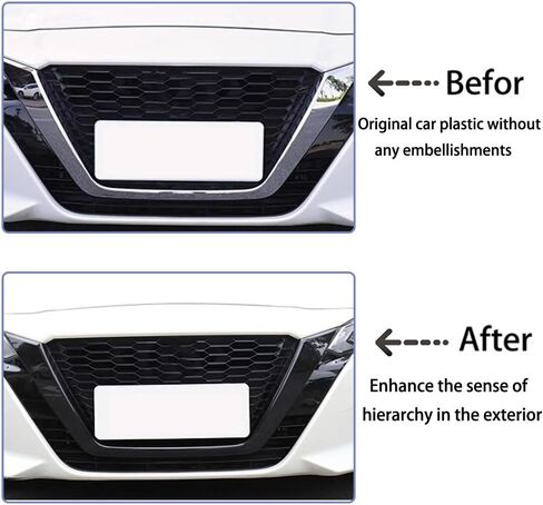 Car Accessories Fit for Nissan Altima 2019-2022 ABS Exterior Front Grill Frame Cover Trim 3PCS set （Glossy Black） in Saudi Arabia