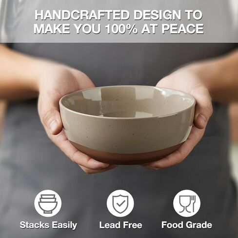 مجموعة أوعية سيراميك كبيرة ملونة من موراندي مكونة من 4 أوعية حبوب بسعة 30 أونصة، مجموعة أوعية شوربة للمطبخ، أوعية شوفان السلطة، أوعية تقديم المكسرات والمعكرونة والحساء والرامين والفواكه وغسالة الأطباق والميكروويف in Kuwait