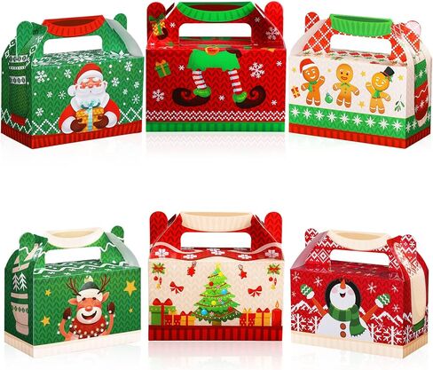 Faccito 18 قطعة ثلاثية الأبعاد من الورق المقوى لعيد الميلاد صناديق هدايا منزلية سترة قبيحة هدية لحفلات عيد الميلاد للهدايا، صناديق ورقية لحلوى Goodie Cookie مع مقابض للعطلات (سترة قبيحة) in Kuwait