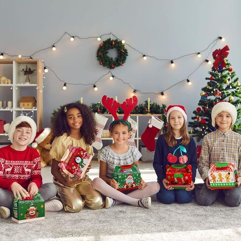 Faccito 18 قطعة ثلاثية الأبعاد من الورق المقوى لعيد الميلاد صناديق هدايا منزلية سترة قبيحة هدية لحفلات عيد الميلاد للهدايا، صناديق ورقية لحلوى Goodie Cookie مع مقابض للعطلات (سترة قبيحة) in Kuwait